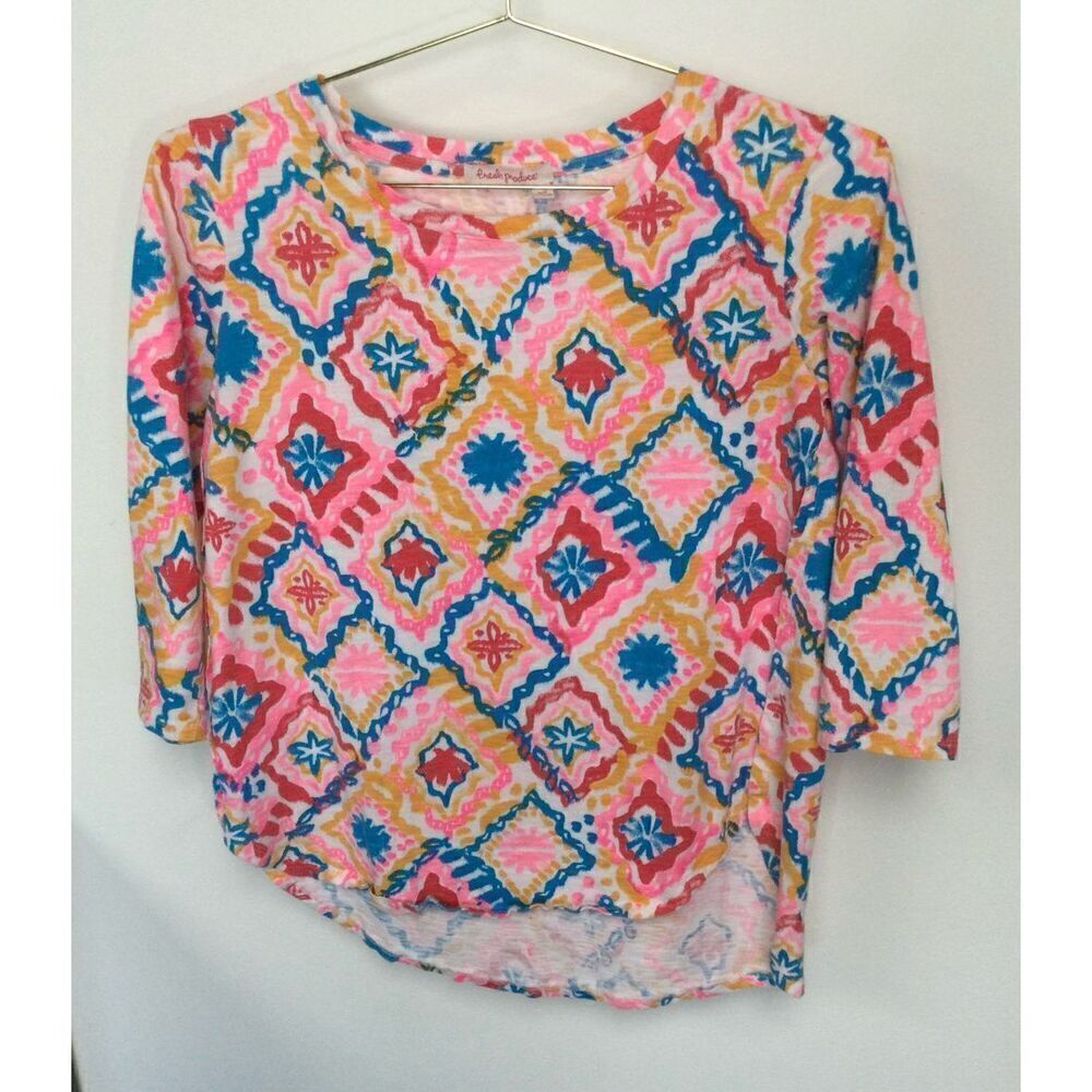 Fresh Produce Womens Multicolor Marrakesh Catalina 3/4 Sleeve Tunic Top Size XS